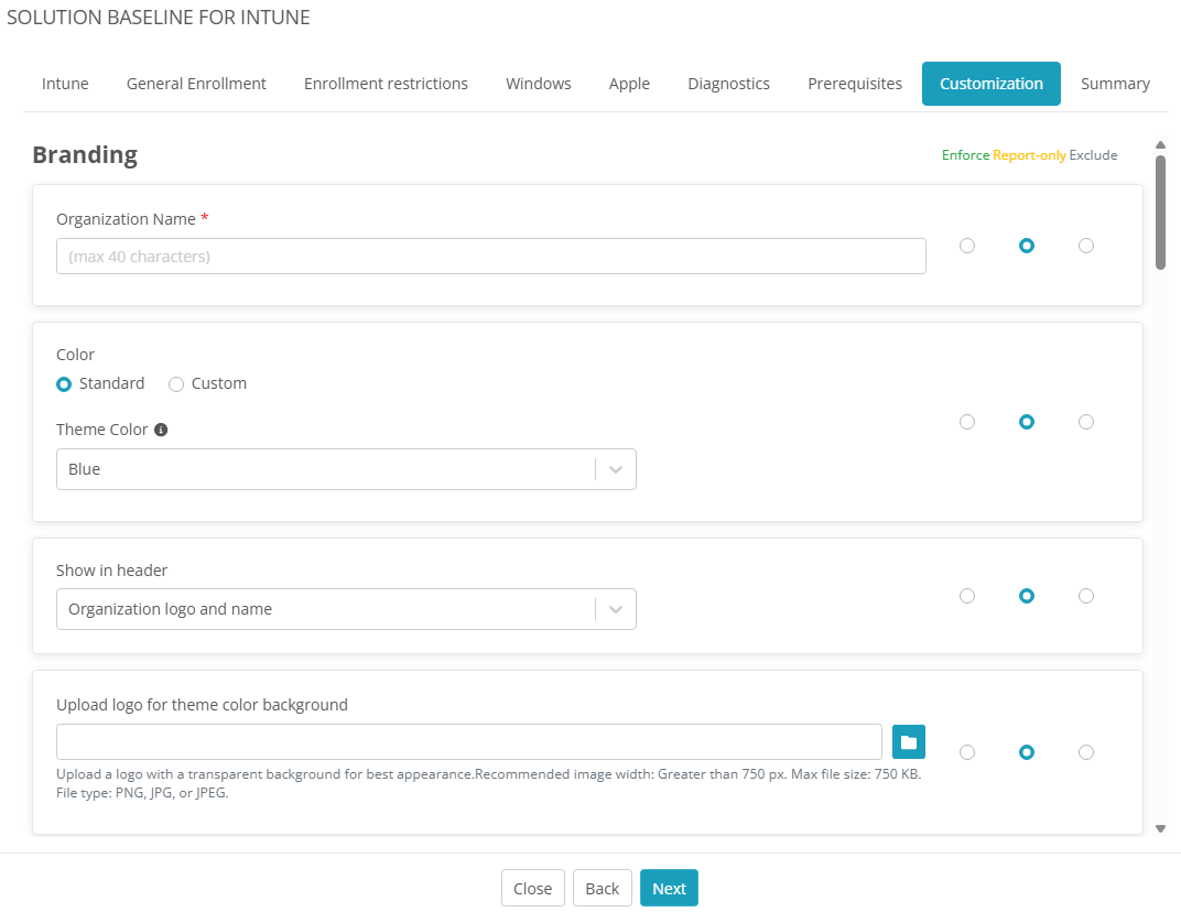Solution baseline for Intune - customization tab.png